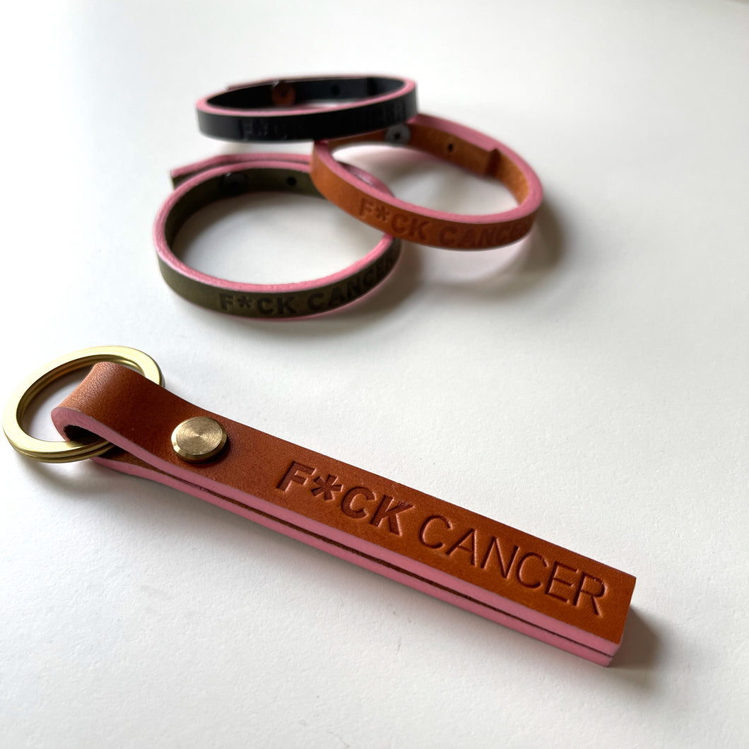 F*ck Cancer Pink Edge Painted Personalized Keychain